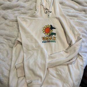 Vans Women's Cream Hoodie with Sunflower Embroidery